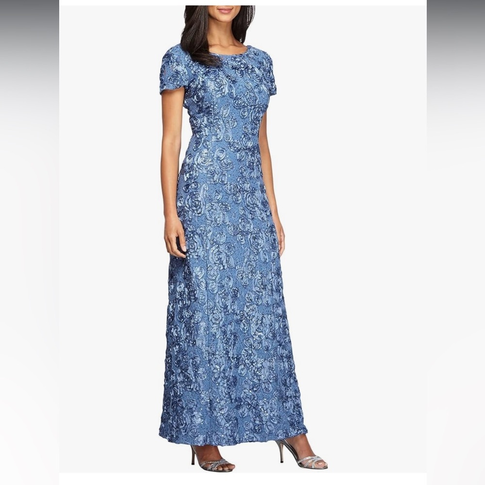 Alex Evenings 12P NWT Long Rosette Dress